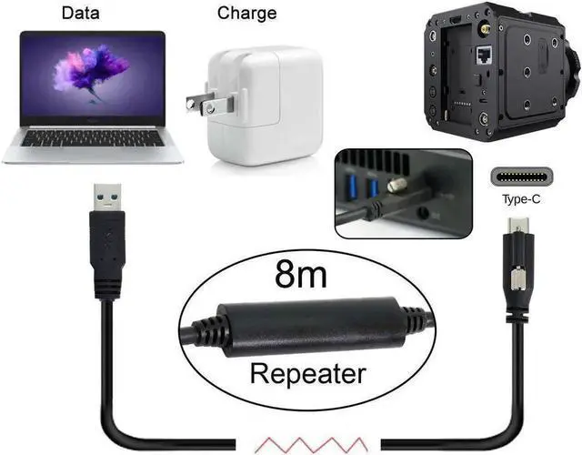 Alt view image 5 of 5 - Vszerda 8m Type-C USB 3.1 Single Screw Locking to USB3.0 Data Cable Mount Type for Industrial Camera Recorder & Laptop PC & Disk