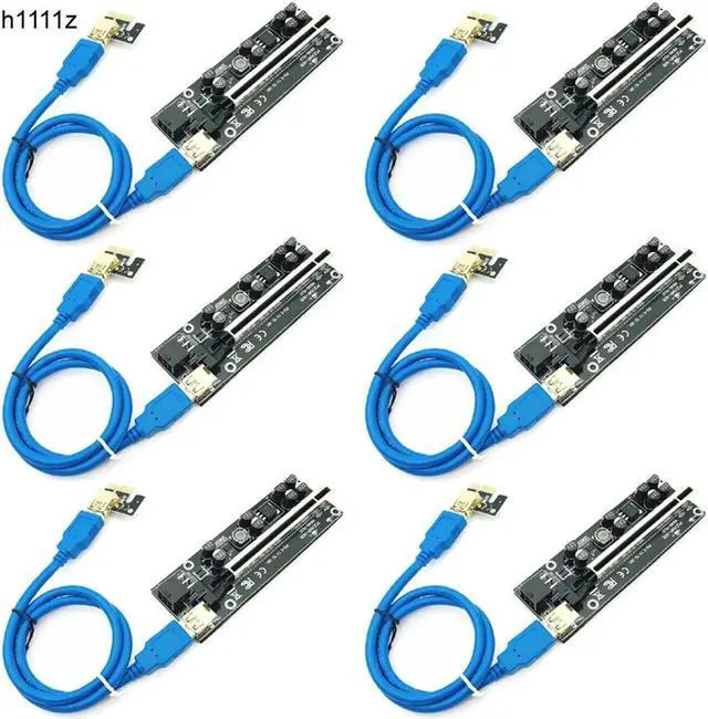 Main image of Vszerda 6pcs est 009S PLUS USB 3.0 PCI-E Riser VER009 Express 1X 4x 8x 16x Extender pcie Riser Adapter Card SATA 15pin to 6 pin Power