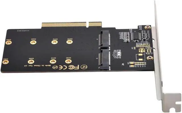 Alt view image 2 of 5 - Vszerda Dual 2X NVME M.2 AHCI to PCIE Express 3.0 Gen3 X8 X16 Raid Card VROC Raid0 Hyper Adapter