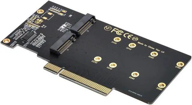 Alt view image 3 of 5 - Vszerda Dual 2X NVME M.2 AHCI to PCIE Express 3.0 Gen3 X8 X16 Raid Card VROC Raid0 Hyper Adapter