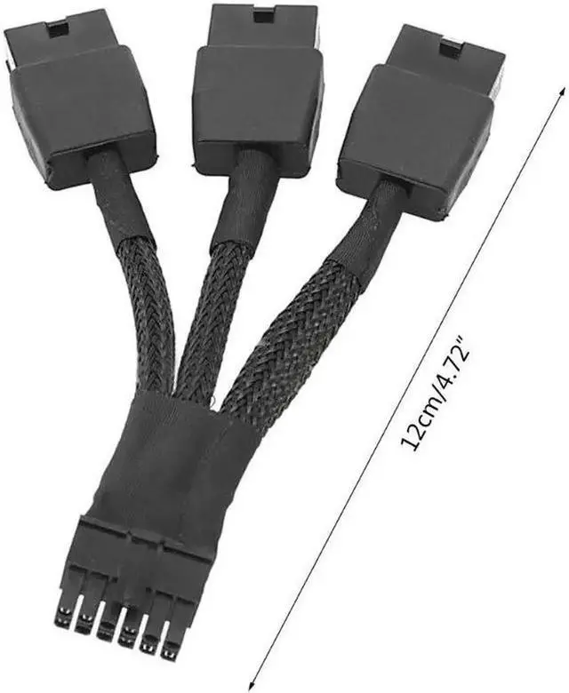 Alt view image 4 of 5 - Vszerda PCIE 12VHPWR 12Pin Connector to 3x8Pin PCI-E GPU Power Adapter Cable for Ampere RTX 3060ti 3070 3080 3090