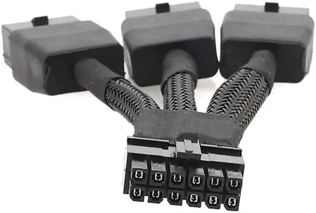 Alt view image 2 of 5 - Vszerda PCIE 12VHPWR 12Pin Connector to 3x8Pin PCI-E GPU Power Adapter Cable for Ampere RTX 3060ti 3070 3080 3090