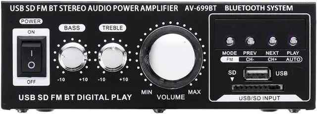 Alt view image 3 of 5 - Vszerda AV-699BT 400W 2CH bluetooth Home HiFiStereo Power Amplifier Support USB Memory Card FM Radio 220V