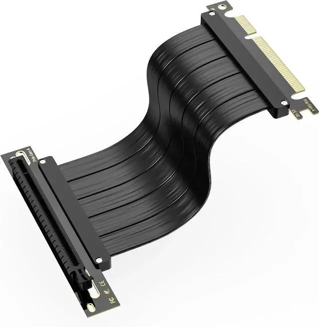 Main image of Vszerda PCI-E 4.0 Riser Cable, PCIe 4.0 x16 200mm High Speed Flexible Extender Card Extension Port 90 Degree Adapter, PCIe 4.0 | Older Compatible, EMI Shielded 30 AWG, TPE Cable Sleeves Black