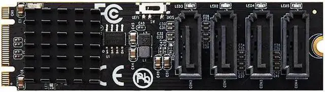 Alt view image 3 of 6 - Vszerda RAID Card M.2 to 4Port SATA3.0 6Gbps SSD HDD Adapter RAID Controller M+B Key 2280mm Size PCIe2.0 Marvell 9236 Chip for UEFI BIOS