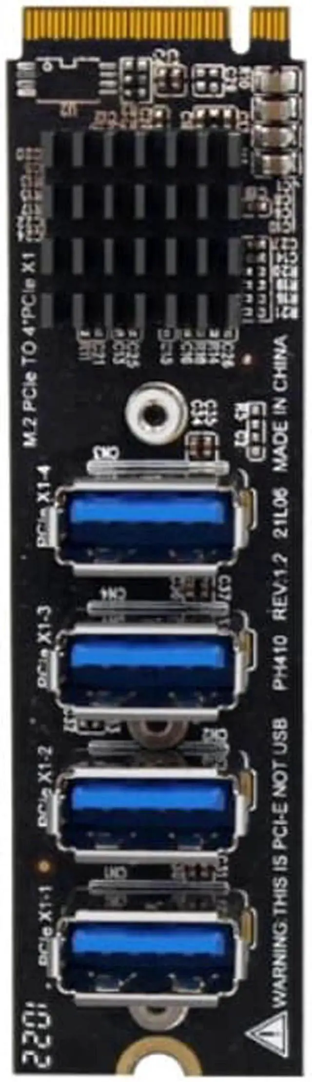Alt view image 3 of 4 - Vszerda M.2 M KEY PCI-E to 4-port PCI-E X1 expansion card 1 to 4 Graphics Card Expansion NGFF M.2 to USB 3.0 PCI Express Converter