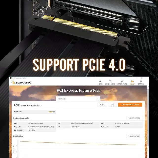 Alt view image 2 of 7 - Vszerda Vertical PCIe 4.0 GPU Mount Bracket Graphic Card Holder with 5V 3 Pin ARGB LED Module, Video Card VGA Support Kit with PCIe 4.0 X16 Gen4 17cm/6.69in Riser Cable 90 Degree Right Angle (Black)