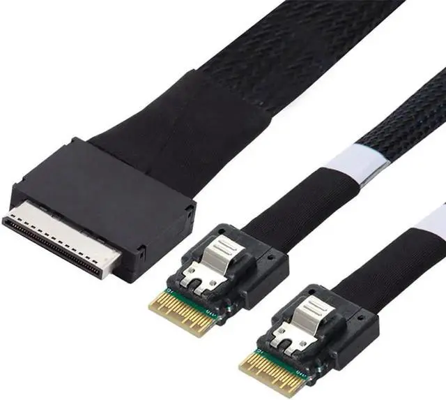 Main image of Vszerda To Dual SFF-8654 Slimline 4x SSD Data Active Cable 50cm OCuLink PCIe PCI-Express SFF-8611 8x 8-Lane