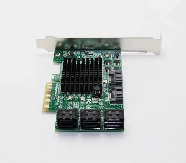 Alt view image 2 of 6 - Vszerda SATA Card PCI-e PCI Express to SATA 3.0 III 3 SSD PCIe SATA 8 ports Expansion Board Card Adapter Raiser with Low Profile Bracket