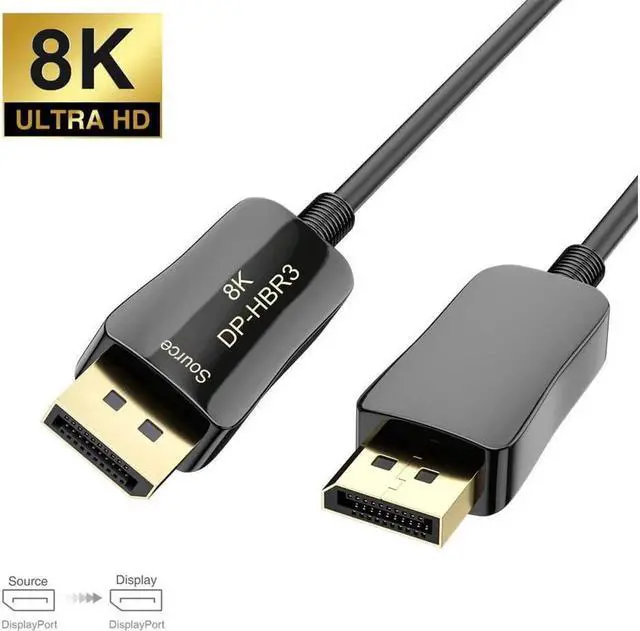 Alt view image 2 of 7 - Vszerda 8K 4K DisplayPort Cable DP 1.4 8K@60Hz 4K@144Hz High Speed 32.4Gbps Optical Fiber Slim and Flexible DP to DP Cable 15m 55ft