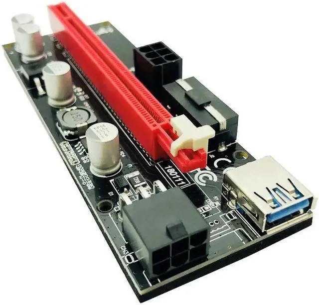 Alt view image 3 of 6 - Vszerda 10PCS 009S PCIE PCI-E 1x to 16x PCI Express Riser Card Molex 6pin Power Supply Adapter SATA to USB 3.0 Cable for BTC ETH Mining