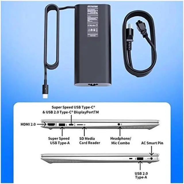 Alt view image 4 of 5 - Vszerda 130W USB/Type C AC Adapter Replacement for Dell Precision 5530 Dell XPS 15 9575 2-in-1 9570 9500 XPS 17 9700 Power Supply Adapter Cord