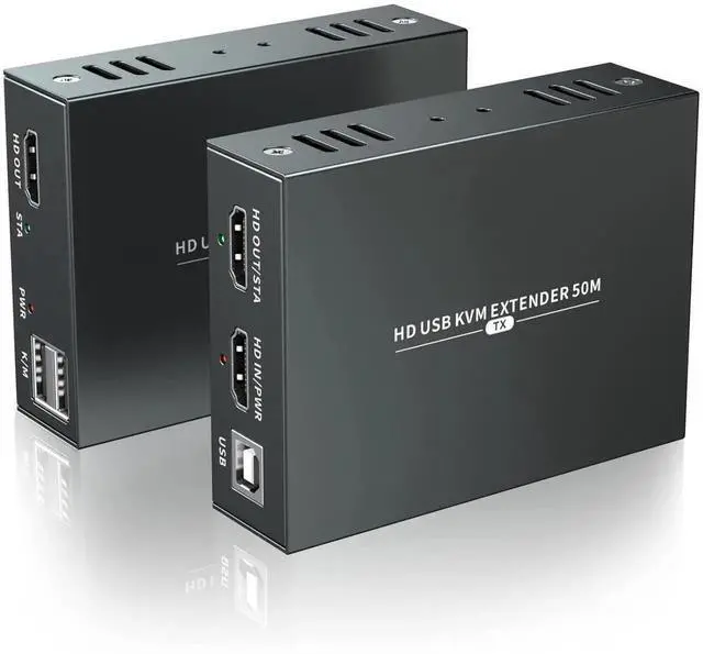 Main image of Vszerda HDMI KVM USB Extender for Remote Mouse and Keyboard Control of 1080P Signals Over 50m (164ft) Cat5 Cat6 Cat5e Cat7 Ethernet Cable