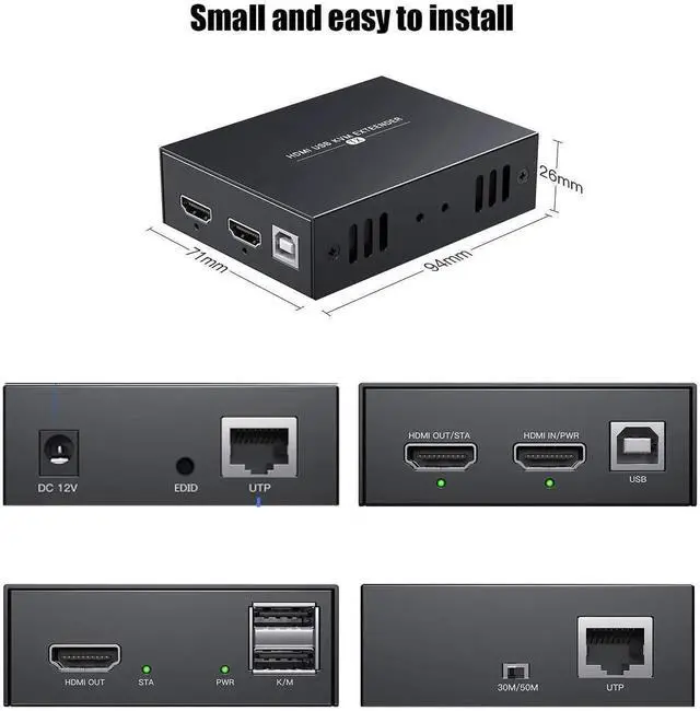 Alt view image 4 of 7 - Vszerda HDMI KVM USB Extender for Remote Mouse and Keyboard Control of 1080P Signals Over 50m (164ft) Cat5 Cat6 Cat5e Cat7 Ethernet Cable