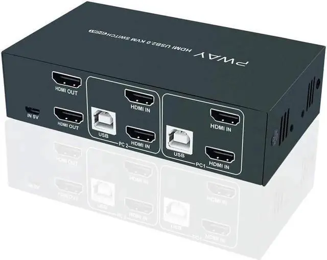 Main image of Vszerda KVM Switch HDMI Dual Monitor Extended Display 2 Port 2 USB 2.0 Hub UHD 4K@30Hz YUV4:4:4 Downward Compatible Hotkey Switch with All Needed Cables No Adapter Required