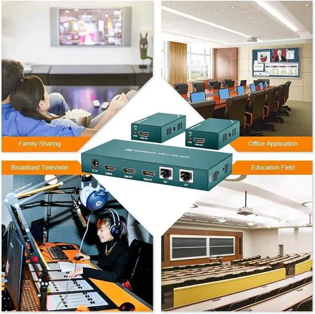 Alt view image 2 of 7 - Vszerda HDMI Extender Splitter 1x2, HD1080P@60Hz & 3D Visual, Extending 165ft (50m) Length Transmission Over CAT5e/CAT6/CAT7 Cable, 2 Channel Transmission with 2 HDMI Loop Out1