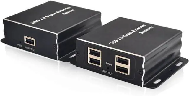 Alt view image 6 of 7 - Vszerda USB Extender Over Cat5E/6 up to 196ft, USB2.0 Over Cat6 Cat5E Extender with 4 USB 2.0 Ports, Plug and Play, No Driver Needed Support All Operating System, Two Web Cameras Work Synchronously
