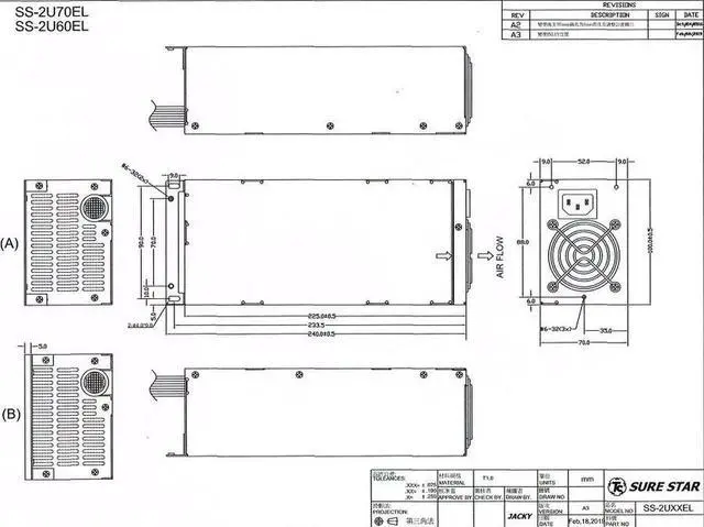 Alt view image 4 of 5 - Vszerda SURE STAR 600W 2U SS-2U60EL RACKMOUNT SERVER POWER SUPPLY