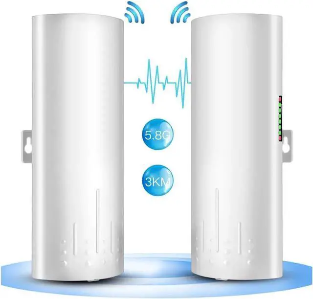 Main image of Vszerda 5.8G Long-Range Outdoor CPE Wireless Bridge 300Mbps Point to Point Transmission Distance WiFi Transmitter 14DBi High Gain 2*2 Mimo Antenna with PoE Adapter 2 RJ45 Port 2-Pack