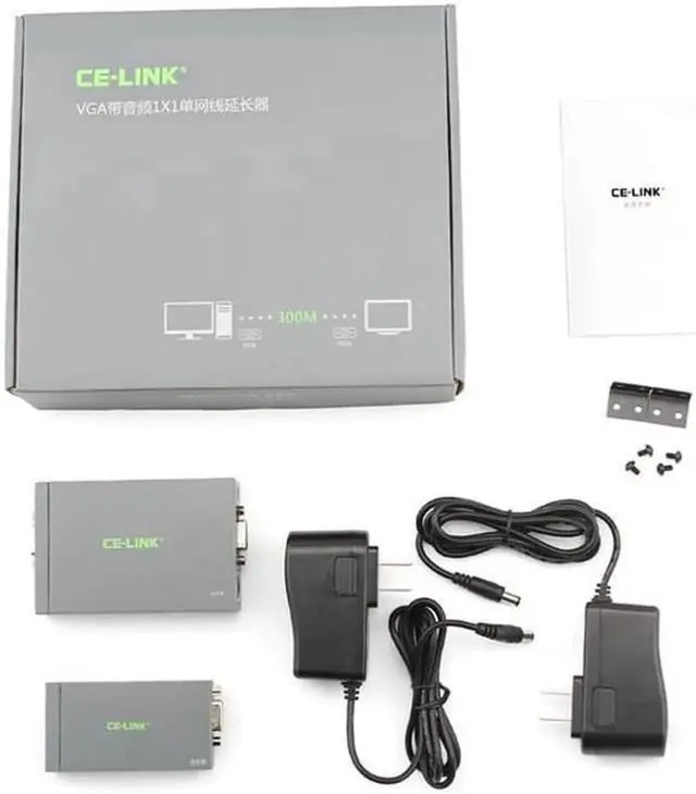 Alt view image 3 of 7 - Vszerda VGA UTP Extender 1x1 with Audio Support Max Resolution 1920x1200 Super Long Transmission Distance up to 300M Grey Model No.4021