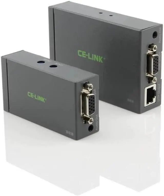 Alt view image 6 of 7 - Vszerda VGA UTP Extender 1x1 with Audio Support Max Resolution 1920x1200 Super Long Transmission Distance up to 300M Grey Model No.4021