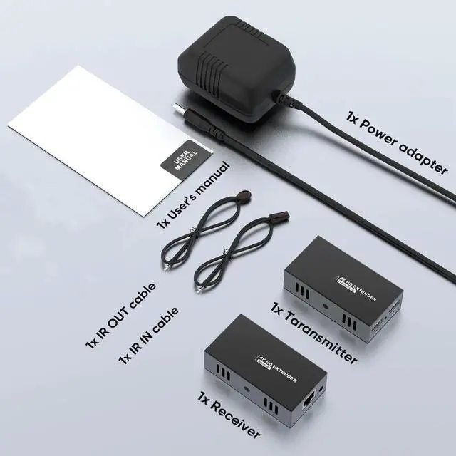 Alt view image 3 of 7 - Vszerda 4K@60Hz HDMI Extender Over Ethernet (Cat7/Cat6/Cat5e) up to 200ft/330ft - Ultra HD Signal, Seamless Transmission, EDID and POE Support (Transmitter & Receiver)