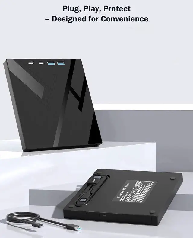 Alt view image 6 of 7 - 7 in 1 External Blu Ray Drive, USB 3.0 & Type C External Blueray/DVD Drive for PC with SD/TF Port Blu Ray Burner, Support 100G Disc External Blu Ray Drive for Windows Linux MacOS Laptop Desktop