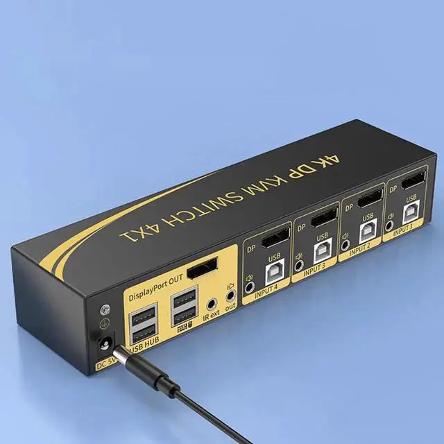 Alt view image 5 of 6 - Vszerda Displayport KVM Switch, Displayport 4 Port DP 1.2 4x1 Supports 4K @60Hz 4:4:4 hotkey Switching Keyboard Mouse Audio with USB 2.0 Control up to 4 PCs