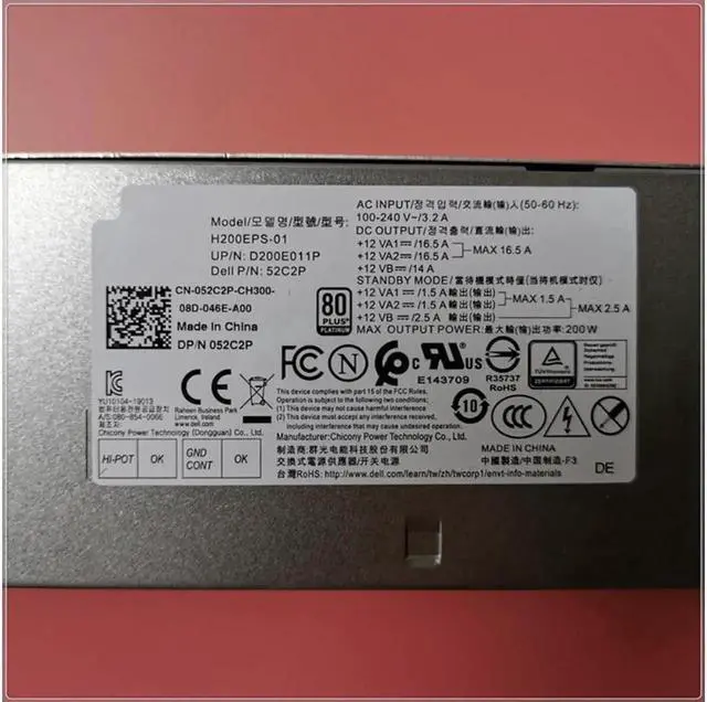 Alt view image 3 of 3 - Vszerda PSU For 3080 7080 6Pin 200W Power Supply H200EPS-01 52C25P H200EBS-01 AC200EBS-01 KMJP5 L200EBS-01 K92TW R4T90 5TVM