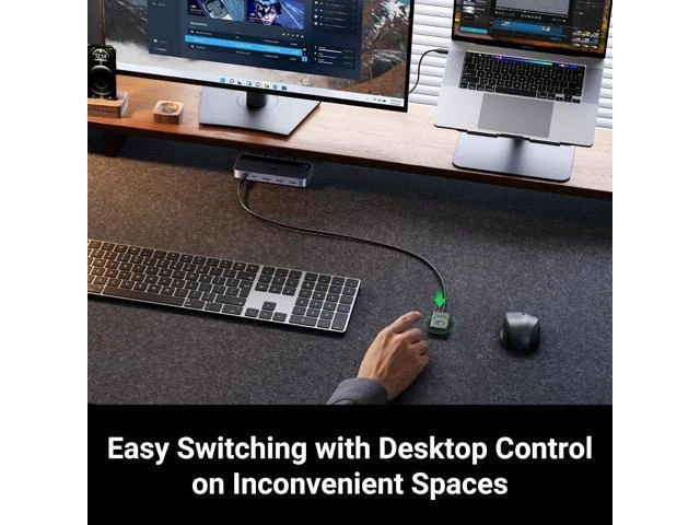 Alt view image 5 of 7 - Vszerda USB 3.0 Switch 2 Computers Sharing USB C & A Devices, 4 Port USB Switcher Sharing Keyboard and Mouse, Printer/Scanner USB Switch Hub for Two Computers with 2 USB3.0 Cables and Controller