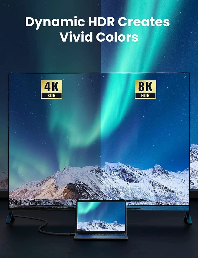 Alt view image 4 of 7 - Vszerda HDMI 2.1 Cable 8K 48Gbps 15FT Ultra High Speed 8K HDMI Braided Cord 4K@120Hz 8K@60Hz Support Dynamic HDR eARC Dolby Atmos HDCP Compatible with PS5 PS4 Xbox Roku TV HDTV Blu-ray Projector