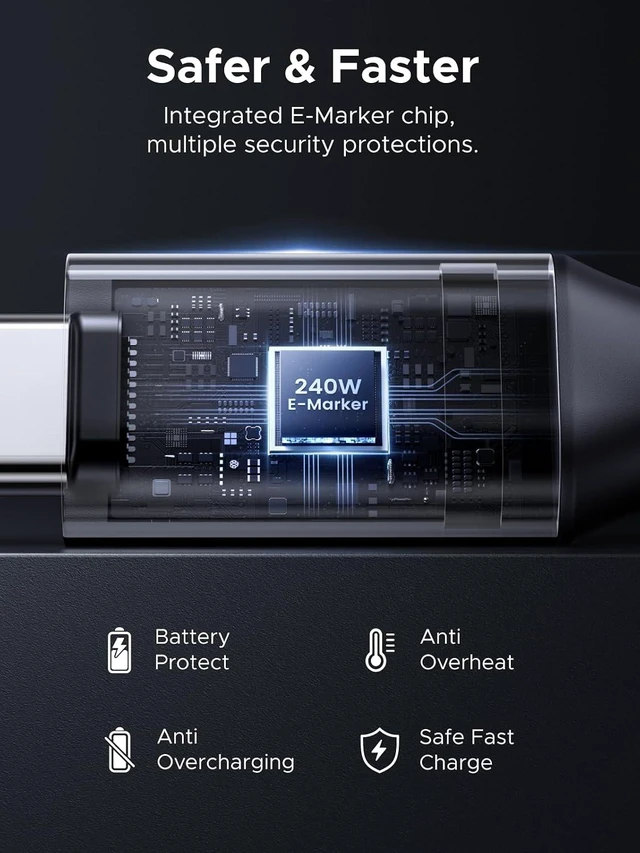 Alt view image 6 of 7 - Vszerda 240W Right Angle USB C Cable, PD 3.1 Fast Charging, 6.6ft | 90° right angle with E-Marker chip. For iPhone 17/16/Pro/Max, MacBook Pro M5, iPad, Galaxy S26/S25, Steam Deck, Switch