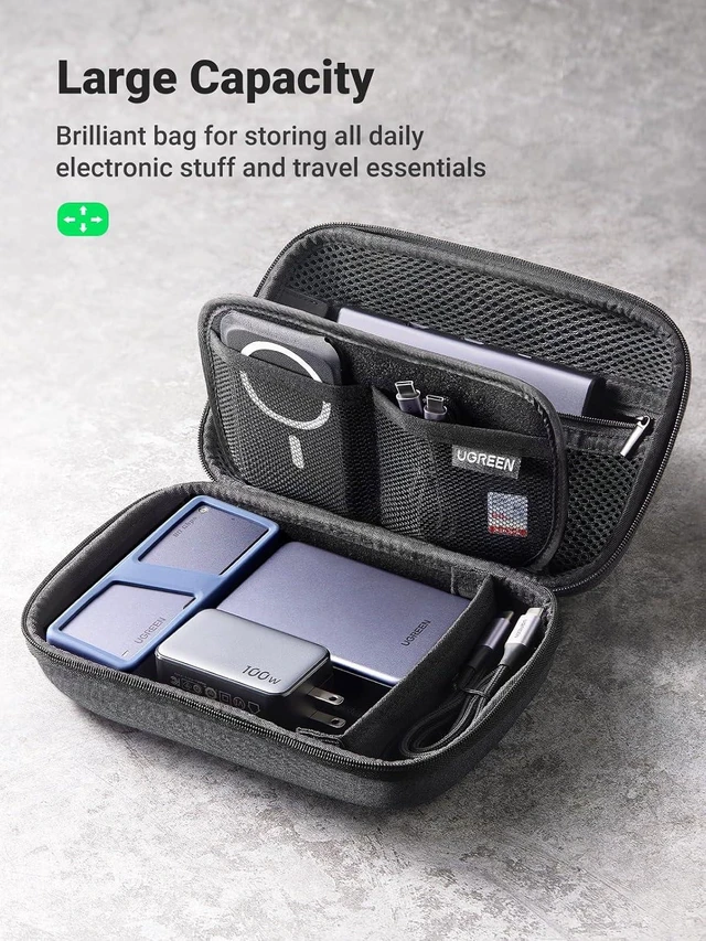 Alt view image 4 of 6 - Vszerda Electronics Organizer Travel Case Cable Organizer Bag Waterproof Portable Storage Pouch for Charger, Cables, USB Flash Drive, Power Bank, Memory Card, Travel Accessories Black