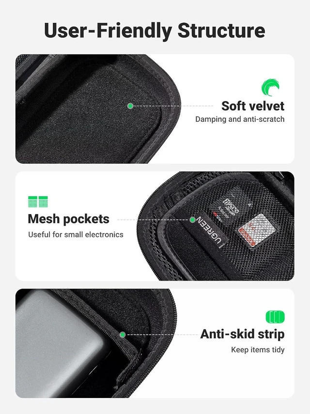 Alt view image 6 of 6 - Vszerda Electronics Organizer Travel Case Cable Organizer Bag Waterproof Portable Storage Pouch for Charger, Cables, USB Flash Drive, Power Bank, Memory Card, Travel Accessories Black
