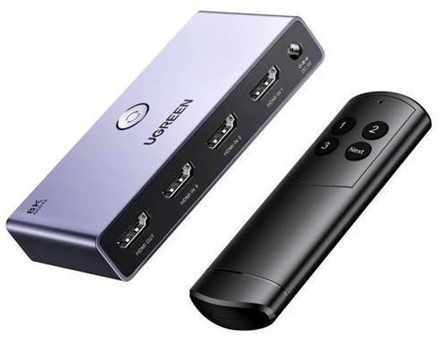 Main image of Vszerda HDMI 2.1 Switch Aluminum Ultra HD 8K@60Hz 3 in 1 Out HDMI Splitter with Remote Switcher Box Support 3D CEC HDR HDCP2.3 Compatible with PS4/3 Xbox Nintendo Switch Roku TV Fire Stick