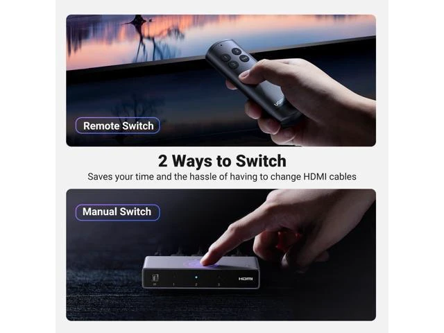 Alt view image 5 of 7 - Vszerda HDMI 2.1 Switch Aluminum Ultra HD 8K@60Hz 3 in 1 Out HDMI Splitter with Remote Switcher Box Support 3D CEC HDR HDCP2.3 Compatible with PS4/3 Xbox Nintendo Switch Roku TV Fire Stick