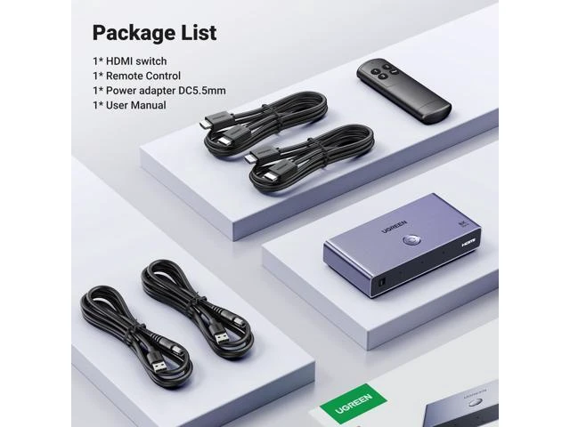 Alt view image 7 of 7 - Vszerda HDMI 2.1 Switch Aluminum Ultra HD 8K@60Hz 3 in 1 Out HDMI Splitter with Remote Switcher Box Support 3D CEC HDR HDCP2.3 Compatible with PS4/3 Xbox Nintendo Switch Roku TV Fire Stick