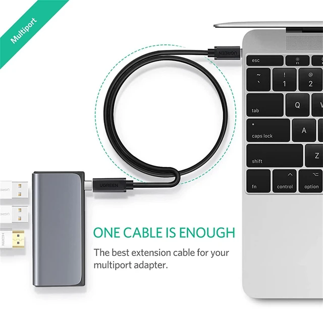 Alt view image 6 of 7 - USB Type C Extension Cable - Extender 1.5FT Male to Female USB 3.2(10Gbps) Fast Charging Thunderbolt 3 Compatible with MacBook Pro iPad Pro Dell XPS Surface Nintendo Switch DJI Mavic Dongle Hub