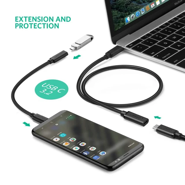 Alt view image 7 of 7 - USB Type C Extension Cable - Extender 1.5FT Male to Female USB 3.2(10Gbps) Fast Charging Thunderbolt 3 Compatible with MacBook Pro iPad Pro Dell XPS Surface Nintendo Switch DJI Mavic Dongle Hub
