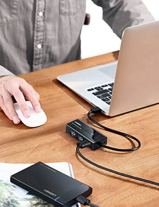 Alt view image 2 of 5 - Vszerda USB 3.0 Hub Ethernet Adapter 10 100 1000 Gigabit Network Converter with 3 USB 3.0 Ports Hub Compatible with Laptop PC Nintendo Switch MacBook Mac Mini Surface XPS Windows Linux macOS, and More