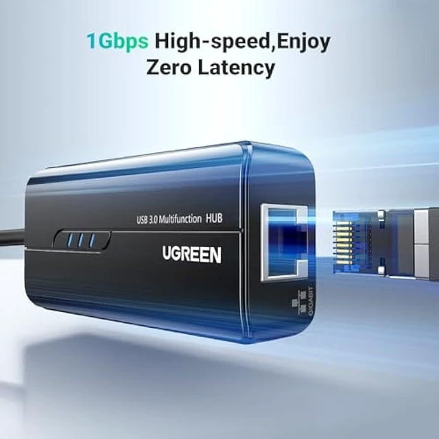 Alt view image 4 of 5 - Vszerda USB 3.0 Hub Ethernet Adapter 10 100 1000 Gigabit Network Converter with 3 USB 3.0 Ports Hub Compatible with Laptop PC Nintendo Switch MacBook Mac Mini Surface XPS Windows Linux macOS, and More
