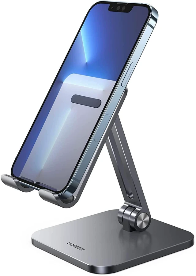 Main image of Vszerda Phone Stand Desk Cell Phone Holder Aluminum Adjustable Compatible for iPhone 13 12 Pro Max, iPhone 11 X SE XS XR 8 Plus 6 7 6S Samsung Galaxy Note20 S20 S10 S9 S8 S7 Smartphone
