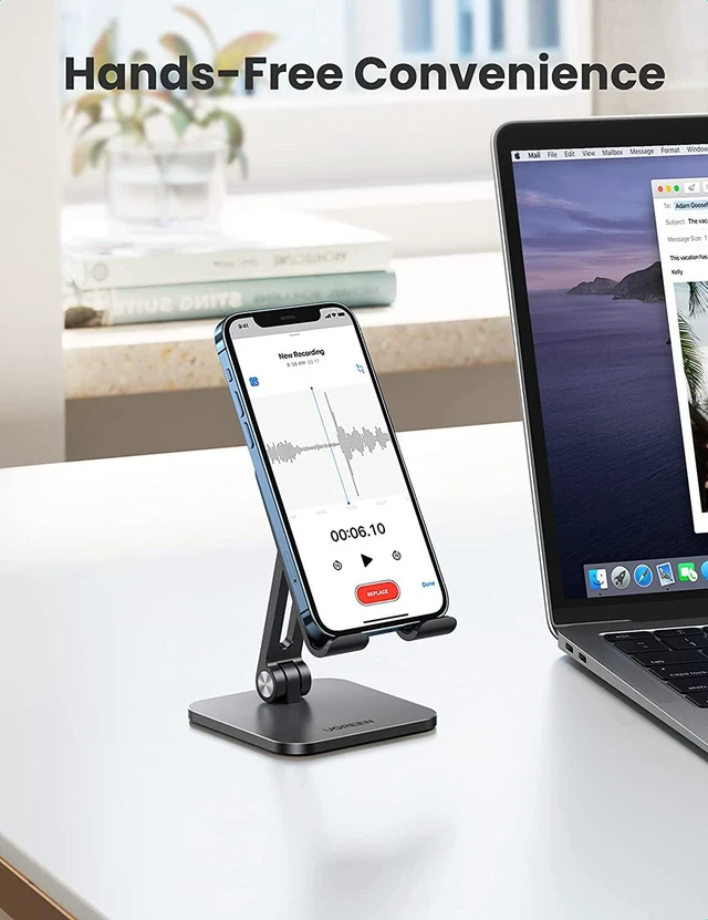 Alt view image 2 of 7 - Vszerda Phone Stand Desk Cell Phone Holder Aluminum Adjustable Compatible for iPhone 13 12 Pro Max, iPhone 11 X SE XS XR 8 Plus 6 7 6S Samsung Galaxy Note20 S20 S10 S9 S8 S7 Smartphone