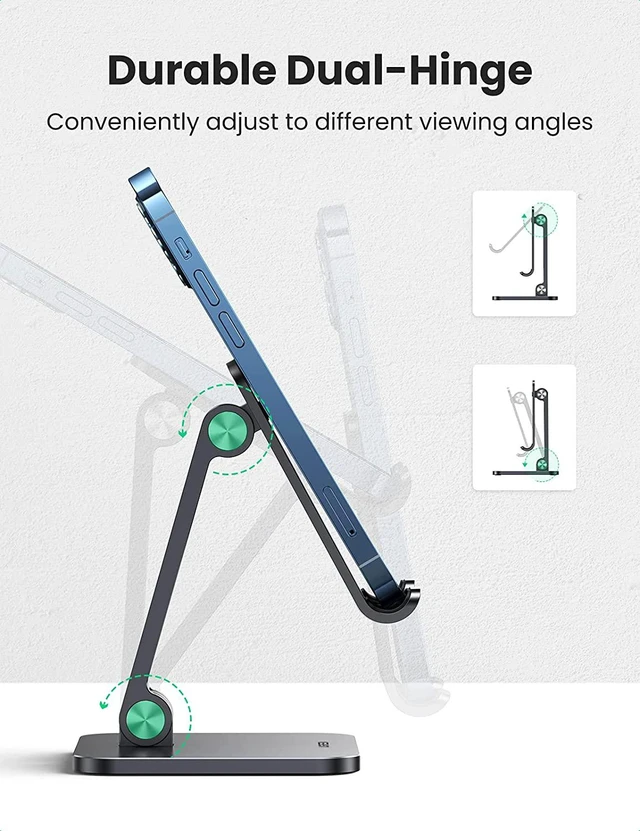 Alt view image 3 of 7 - Vszerda Phone Stand Desk Cell Phone Holder Aluminum Adjustable Compatible for iPhone 13 12 Pro Max, iPhone 11 X SE XS XR 8 Plus 6 7 6S Samsung Galaxy Note20 S20 S10 S9 S8 S7 Smartphone