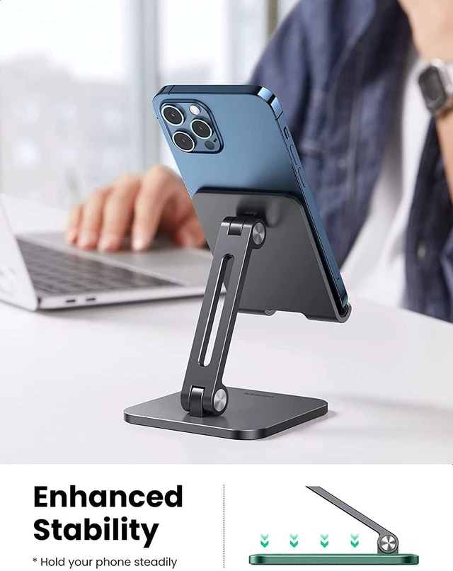 Alt view image 4 of 7 - Vszerda Phone Stand Desk Cell Phone Holder Aluminum Adjustable Compatible for iPhone 13 12 Pro Max, iPhone 11 X SE XS XR 8 Plus 6 7 6S Samsung Galaxy Note20 S20 S10 S9 S8 S7 Smartphone
