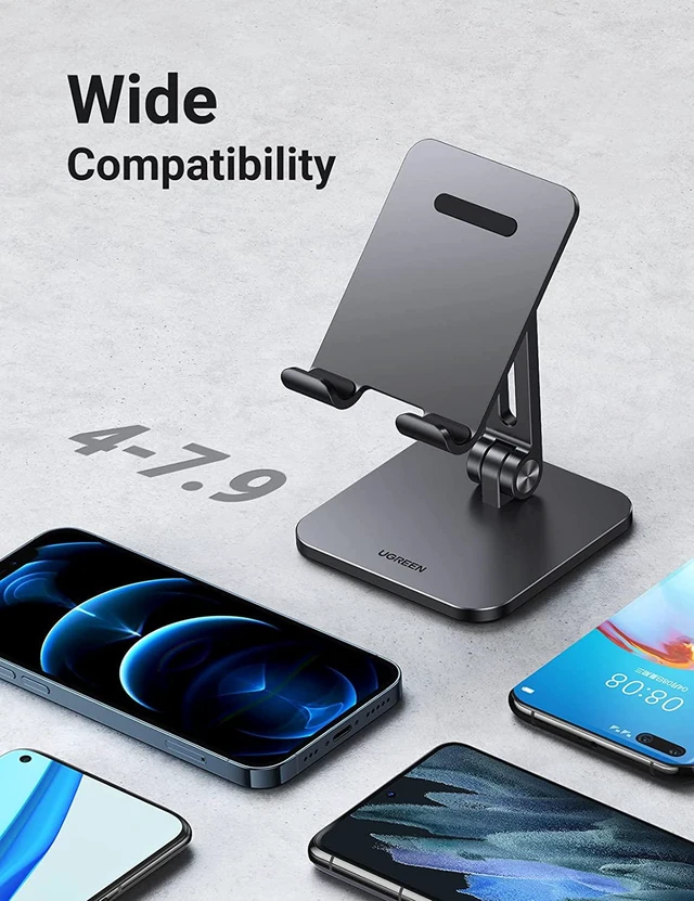 Alt view image 7 of 7 - Vszerda Phone Stand Desk Cell Phone Holder Aluminum Adjustable Compatible for iPhone 13 12 Pro Max, iPhone 11 X SE XS XR 8 Plus 6 7 6S Samsung Galaxy Note20 S20 S10 S9 S8 S7 Smartphone