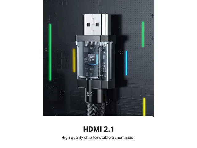Alt view image 3 of 7 - Vszerda 8K HDMI 2.1 Certified Cable 48Gbps Ultra High Speed 4K 120Hz HDMI Cable Durable Nylon Braided HDMI Cord Support Dynamic HDR eARC Compatible for PS5 Xbox One Nintendo Switch TV Roku 16 FT
