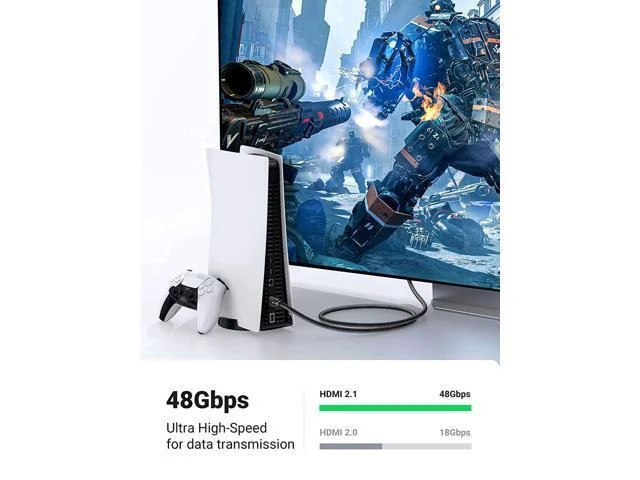 Alt view image 4 of 7 - Vszerda 8K HDMI 2.1 Certified Cable 48Gbps Ultra High Speed 4K 120Hz HDMI Cable Durable Nylon Braided HDMI Cord Support Dynamic HDR eARC Compatible for PS5 Xbox One Nintendo Switch TV Roku 16 FT