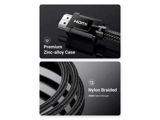 Alt view image 6 of 7 - Vszerda 8K HDMI 2.1 Certified Cable 48Gbps Ultra High Speed 4K 120Hz HDMI Cable Durable Nylon Braided HDMI Cord Support Dynamic HDR eARC Compatible for PS5 Xbox One Nintendo Switch TV Roku 16 FT