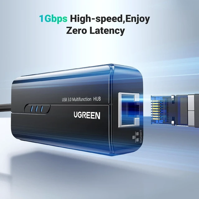 Alt view image 4 of 7 - Vszerda USB 3.0 Hub Ethernet Adapter 10 100 1000 Gigabit Network Converter with 3 USB 3.0 Ports Hub Compatible with Laptop PC Nintendo Switch MacBook Mac Mini Surface XPS Windows Linux macOS, and More